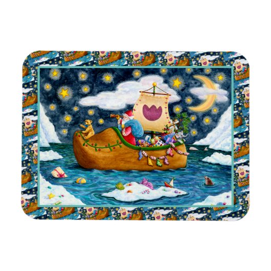 オランダシューサンタ船,アイスバーグ,クジラ,テディベア マグネット (横)