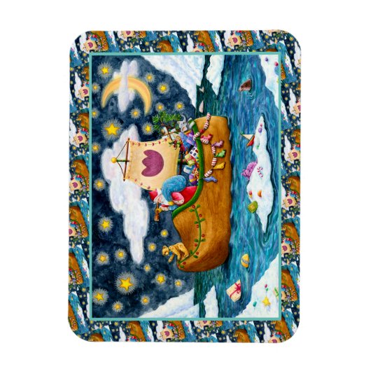 オランダシューサンタ船,アイスバーグ,クジラ,テディベア マグネット (縦)