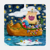 オランダシューサンタ船,アイスバーグ,クジラ,テディベア メタルオーナメント (正面)