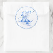 オランダスタイルデルフトブルーフロッグアンドバードサンキューユユー ラウンドシール (バッグ)