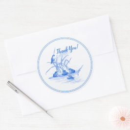 オランダスタイルデルフトブルーフロッグアンドバードサンキューユユー ラウンドシール