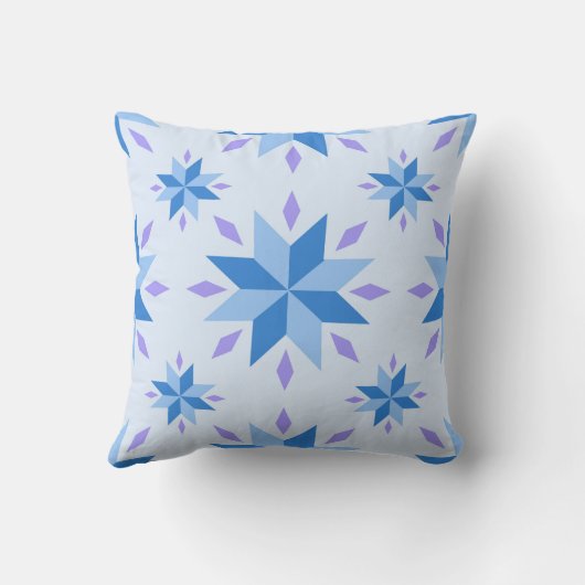 オランダスタースノーフレークブルージオメトリックパターン クッション (裏面)
