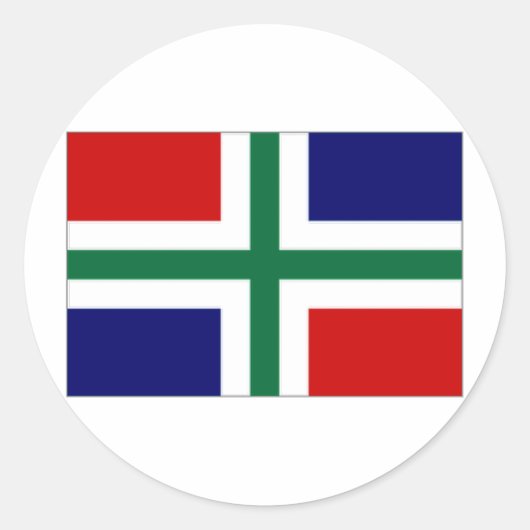 オランダズドロニンゲン国旗 ラウンドシール (正面)