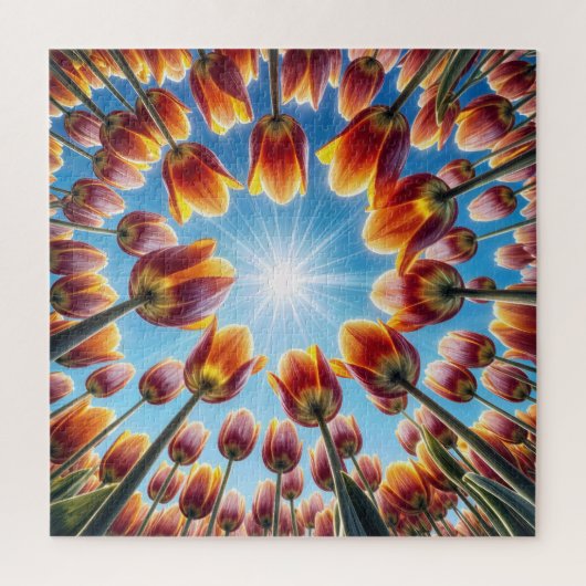 オランダチューリップガーデンインサンシャイン ジグソーパズル (縦)