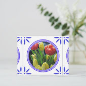 オランダチューリップ伝統的デルフトブルータイル ポストカード (スタンド正面)