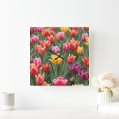 オランダチューリップ スクエア壁時計 (ホーム)