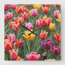 オランダチューリップ スクエア壁時計