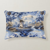 オランダデルフトブルーウィンドミルズワイルドバラヴィンテージ アクセントクッション (正面)