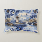 オランダデルフトブルーウィンドミルズワイルドバラヴィンテージ アクセントクッション (裏面)