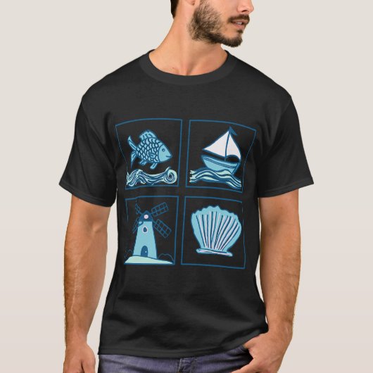 オランダデルフトブルーシーサイドタイル Tシャツ (正面)