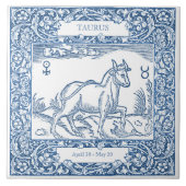 オランダデルフトブルータウロスヴィンテージ〔占星術の〕十二宮図標識 タイル (正面)