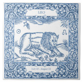 オランダデルフトブルーレオヴィンテージ〔占星術の〕十二宮図標識 タイル (正面)