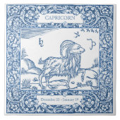オランダデルフトブルー山羊座ヴィンテージ〔占星術の〕十二宮図標識 タイル (正面)