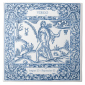 オランダデルフトブルー《星座》乙女座ヴィンテージ〔占星術の〕十二宮図標識 タイル (正面)