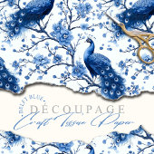 オランダデルフトヴィンテージブルーフローラピーコックデクページ 薄葉紙