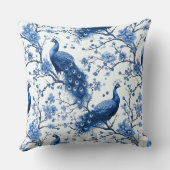 オランダデルフトヴィンテージブルーフローラ孔雀 クッション (裏面)