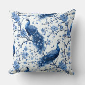 オランダデルフトヴィンテージブルーフローラ孔雀 クッション (正面)