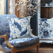 オランダデルフトヴィンテージブルーフローラ孔雀 クッション