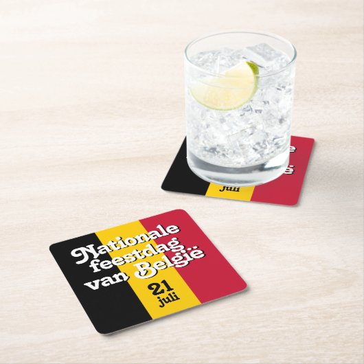 オランダナショナレフェストダグヴァンベルギーベルギーベルギー国旗 スクエアペーパーコースター (インサイチュ)