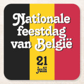 オランダナショナレフェストダグヴァンベルギーベルギーベルギー国旗 スクエアペーパーコースター (正面)