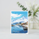 オランダハーバーアラスカヴィンテージ旅行イラストレーション ポストカード (スタンド正面)