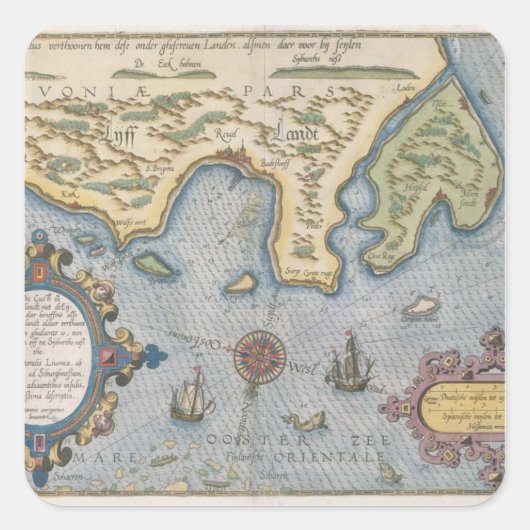 オランダバルト海の貿易地図 スクエアシール (正面)