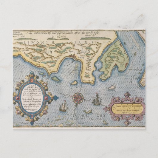 オランダバルト海の貿易地図 ポストカード (正面)