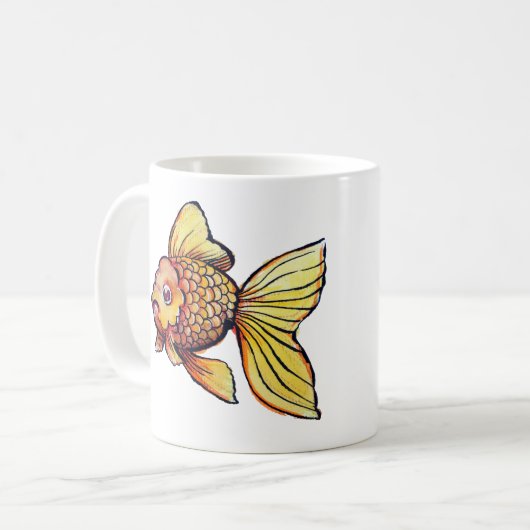 オランダファンシーゴールドフィッシュイラストレーション コーヒーマグカップ (正面左)