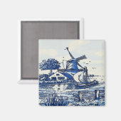 オランダブルーヴィンテージスタイル風車 マグネット (正面/裏面)