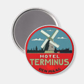 オランダホテルトラベルステッカー マグネット (正面/裏面)