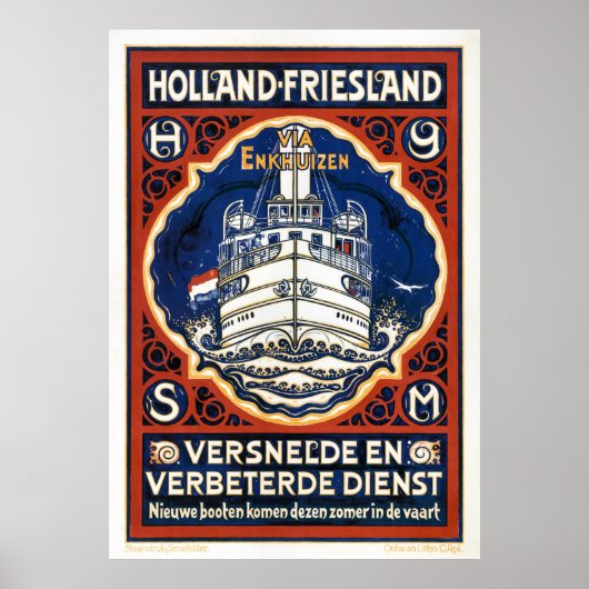 オランダホランドヴィンテージ旅行ポスター復元 ポスター (正面)