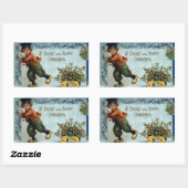 オランダボーイビンテージクリスマス 長方形シール (シート)