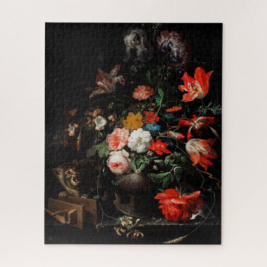 オランダマスターオイルペインティングスチルライフダークフローラ ジグソーパズル (縦)