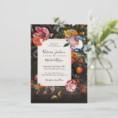 オランダマスターバタフライフローラダーク&ムーディ結婚ーズ 招待状