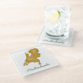 オランダマップ(金ゴールド水色) ガラスコースター (アングル)