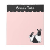 オランダラビットピンク&ブラック5.5インチx 6インチカスタムメモ帳 ノートパッド (正面)