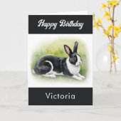 オランダラビットペットアニマルウォーター色ハッピーバースデー カード (黄色い花)