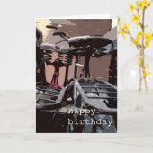 オランダヴィンテージ自転車誕生日 カード (黄色い花)