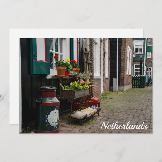 オランダ伝統的の木製シューズの通りカード (正面/裏面)