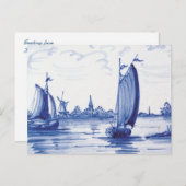 オランダ伝統的青タイル ポストカード (正面/裏面)