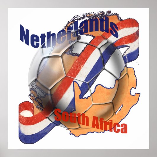 オランダ南アフリカサッカーボールオランダ国旗 ポスター (正面)