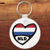 オランダ国コードフラグハートキーリング、NLD キーホルダー (正面)
