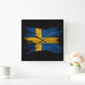 オランダ国旗のブラシストローク、国旗 スクエア壁時計 (ホーム)