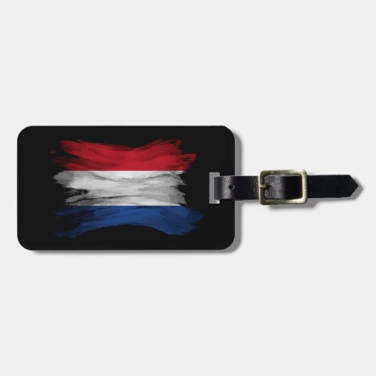 オランダ国旗のブラシストローク、国旗 ラゲッジタグ (正面横)