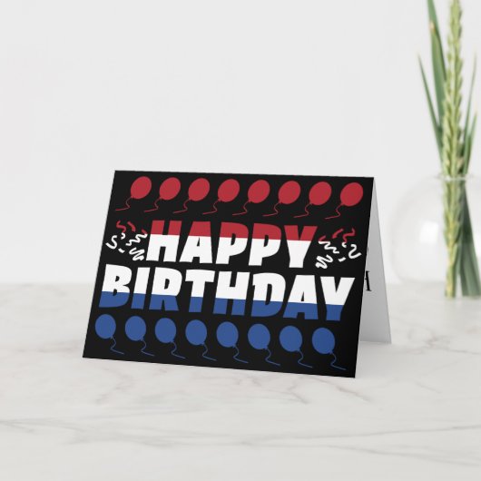 オランダ国旗の愛国的誕生日 カード (正面)