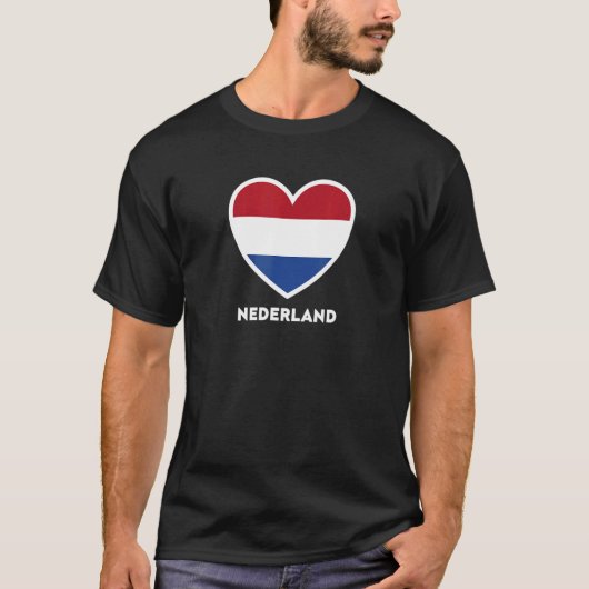 オランダ国旗オランダオランダハート Tシャツ (正面)