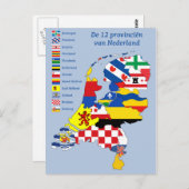 オランダ地図の州旗 ポストカード (正面/裏面)
