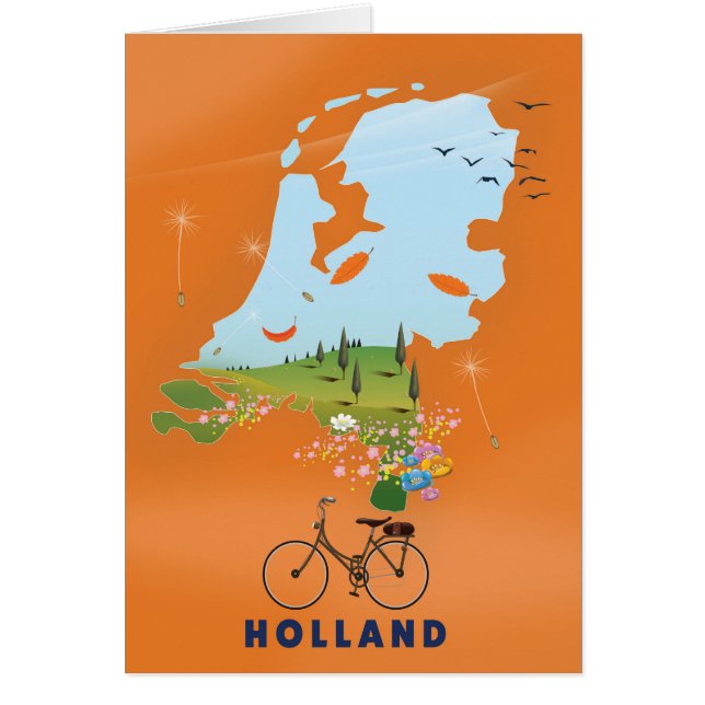 オランダ地図トラベルポスター (正面)