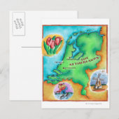 オランダ地図 ポストカード (正面/裏面)