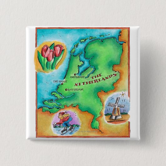 オランダ地図 缶バッジ (正面)